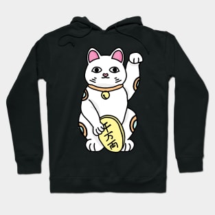 Maneki-neko in white Hoodie